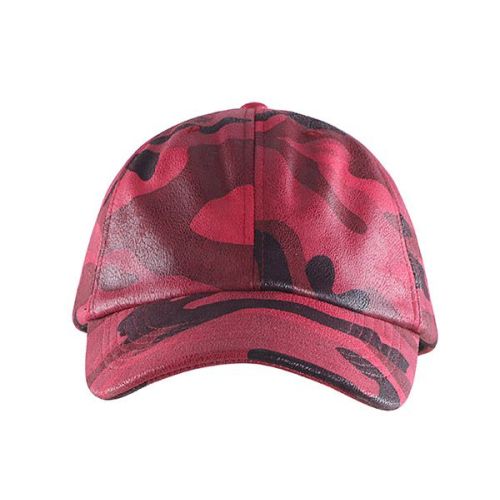 Leather Strap Baseball Caps Fashion Red Camo Leather Baseball Hat